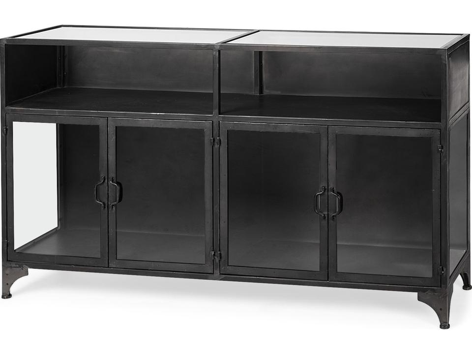 Pender Black Metal Glass Door Display Cabinet