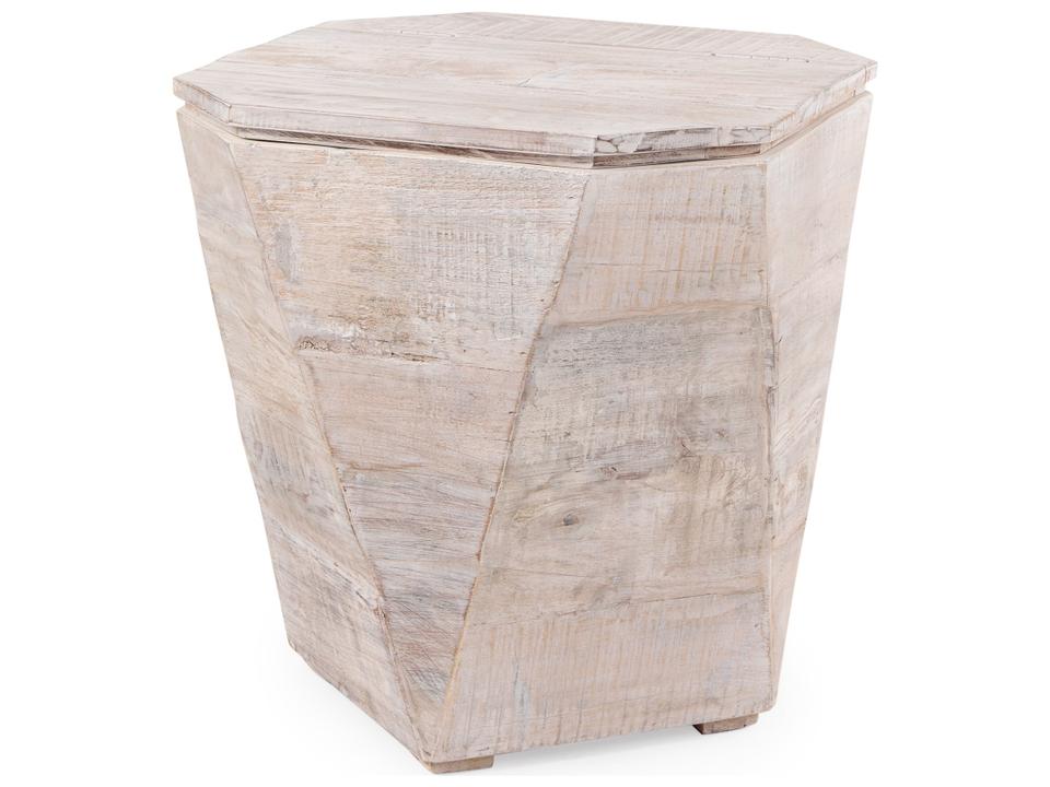 Esagono Octagonal Reclaimed Wood End/Side Table w/ Storage