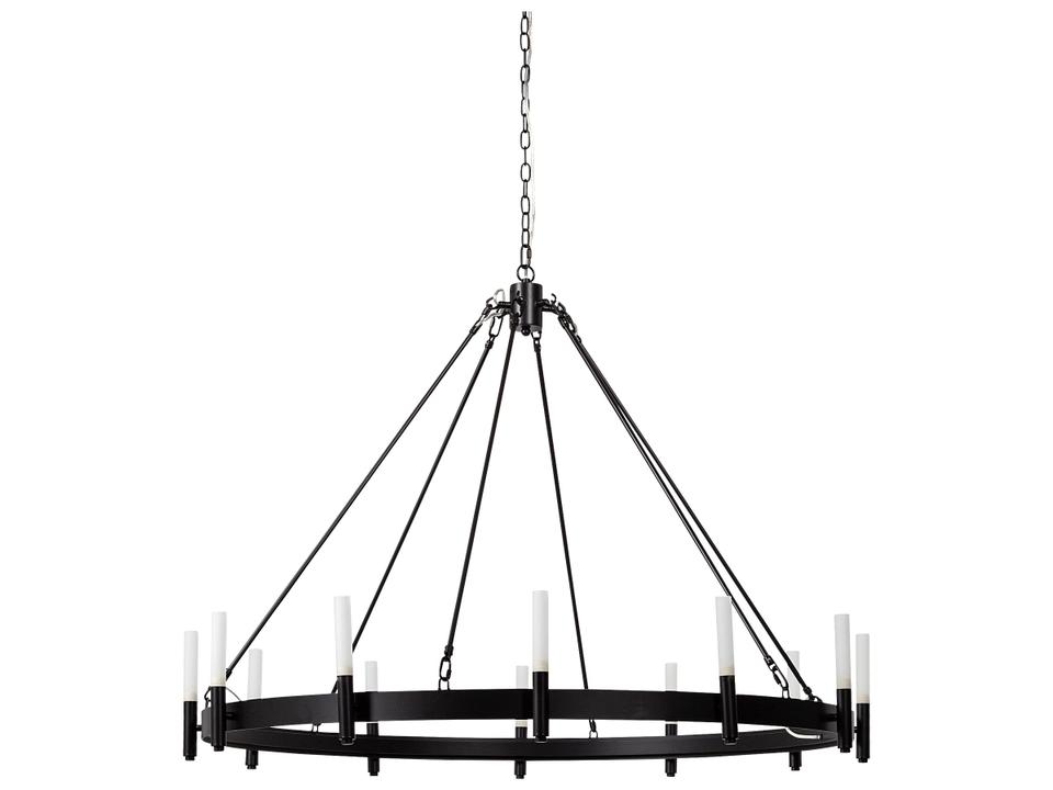 Decamp I (47.2"x36.2") Black Metal Chassis Glass Tube Twelve Light Chandelier