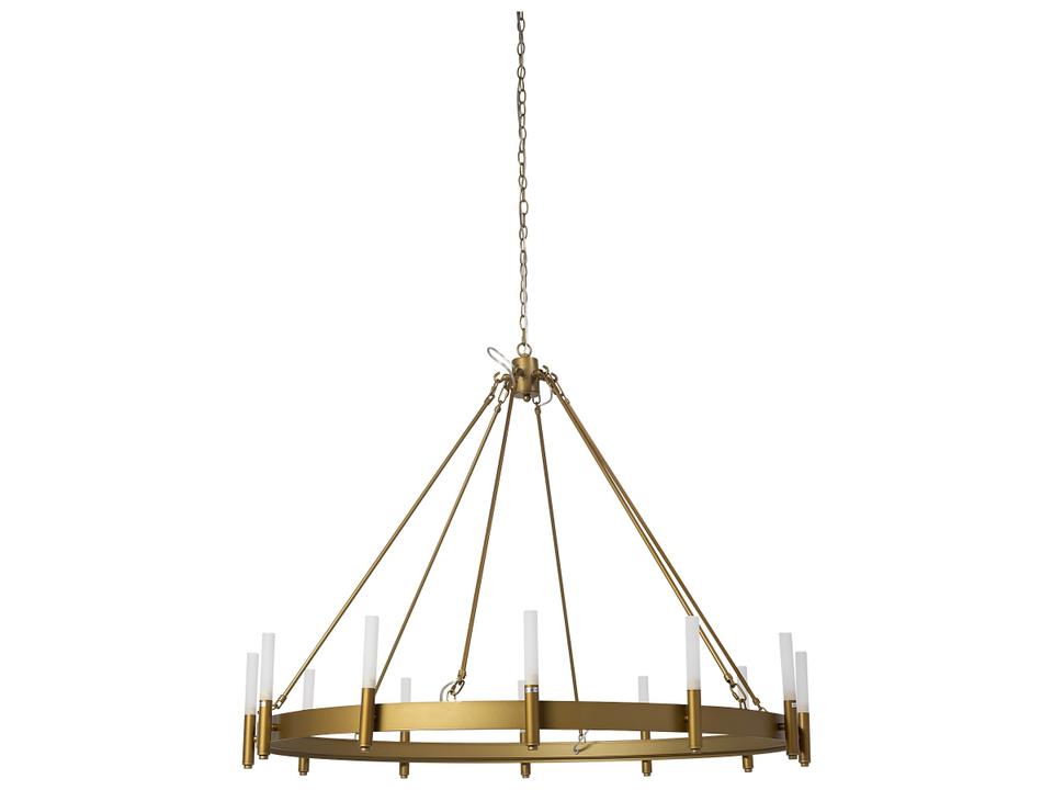 Decamp II (47.2"x36.2") Gold Metal Chassis Glass Tube Twelve Light Chandelier