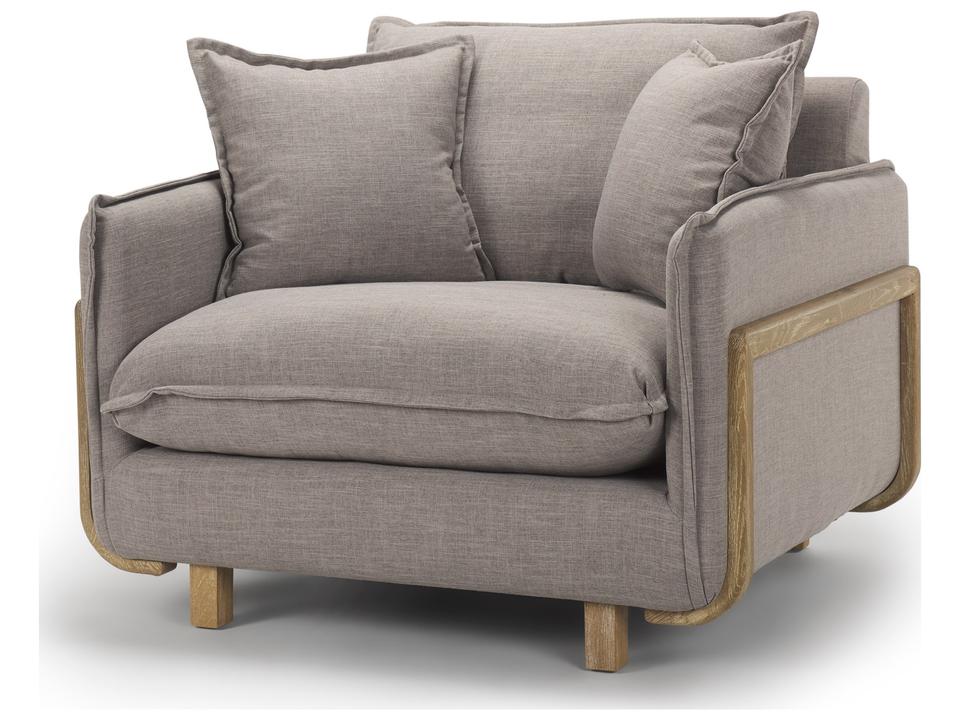 Roy II Flint Gray Upholstered Arm Chair with Brown Wood Frame