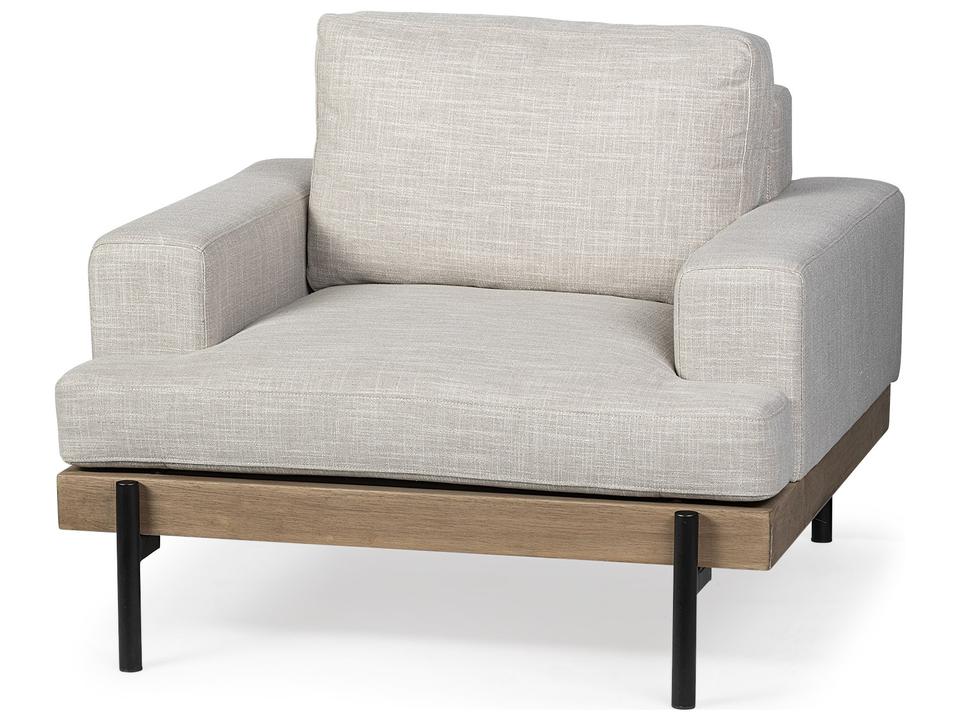 Colburne I Beige Fabric Accent Chair with Wood and Iron Frame