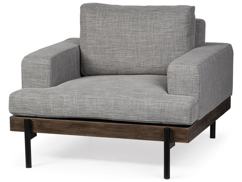 Colburne I Gray Fabric Wood and Iron Frame Accent Chair