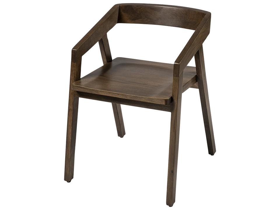 Nicholas I Solid Indian Mango Wood Dining Armchair in Onyx Brown