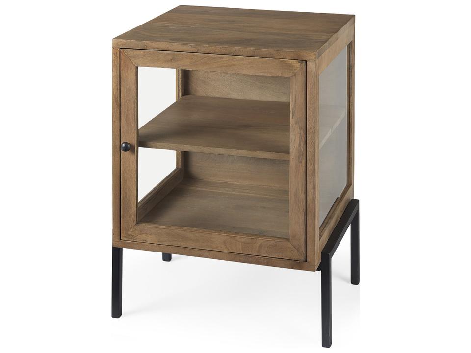 Arelius 20L x 18W x 26H Light Brown Wood W/ Black Metal Frame End/Side Table