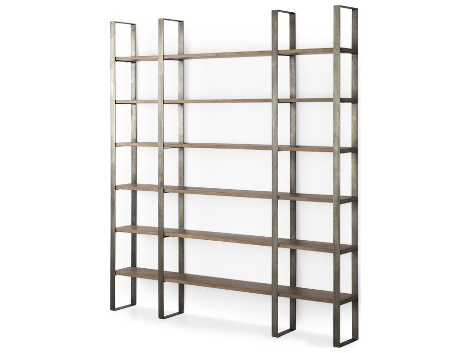 Taunton 6-Tier Shelving Unit with Medium Brown Wood and Antique Nickel Frame