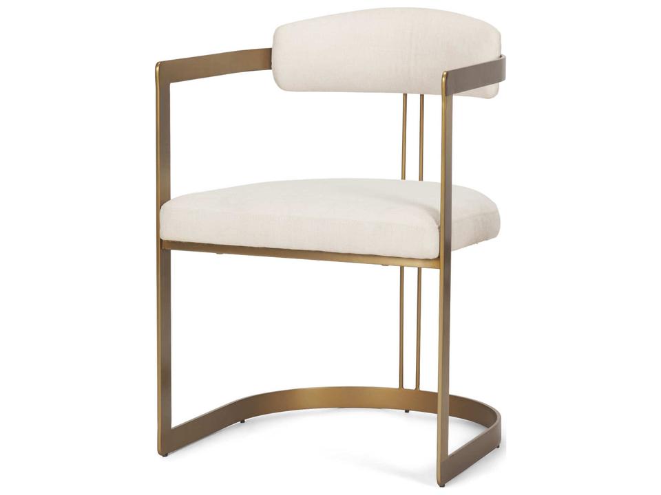 Hollyfield II Cream Performance Fabric Dining Side Chair with Gold Iron Frame