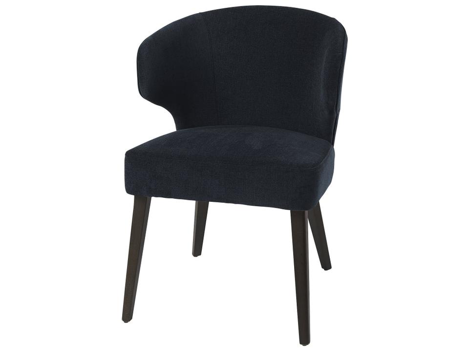Niles Wingback Dining Chair with Navy Fabric Seat and Dark Brown Legs