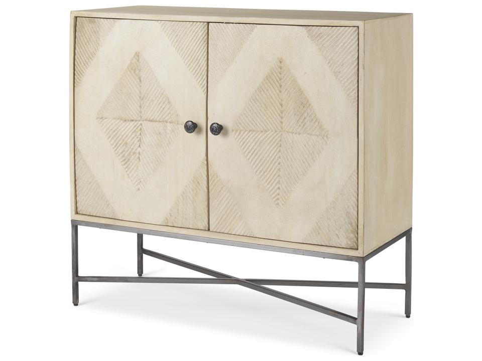 Hogarth 2-Door Blonde Wood Accent Cabinet with Diamond Pattern
