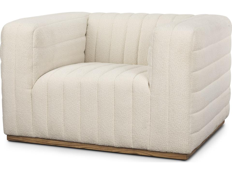 Ricciardo Cream Boucle Upholstered Accent Arm Chair with Wooden Feet