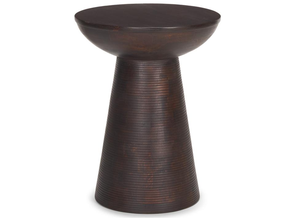 Novell Dark Brown Wood Pedestal Accent Table