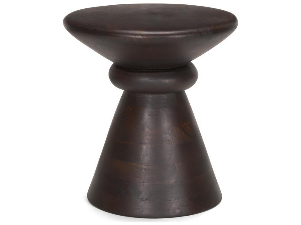 Palmera Dark Brown Wood Pedestal Accent Table