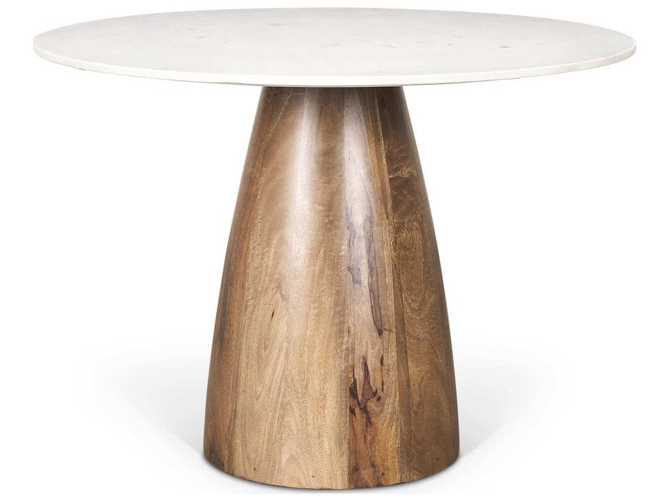 Allyson 42-Inch Round Dining Table with Banswara White Marble Top