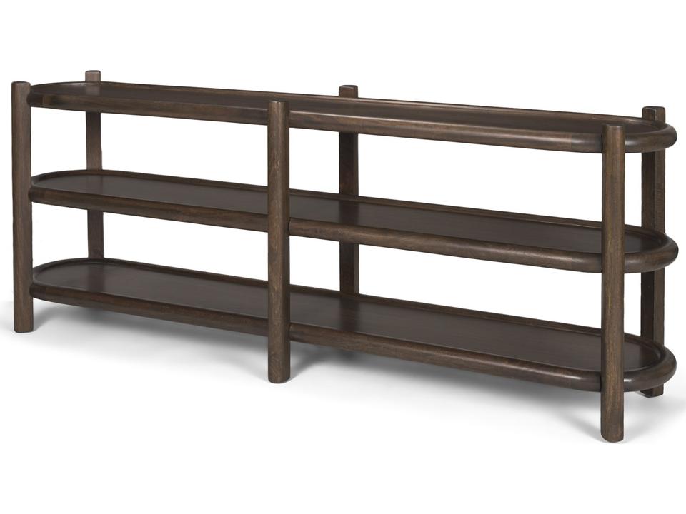 Romi Dark Brown Mango Wood 3-Tier Oval Console Table