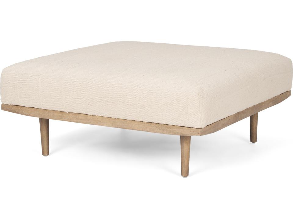 Shae Square Ottoman with Oatmeal Fabric and Brown Wood Frame