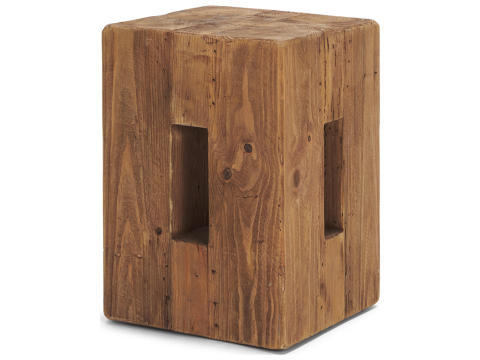 Waylen Natural Wood Block Accent Stool