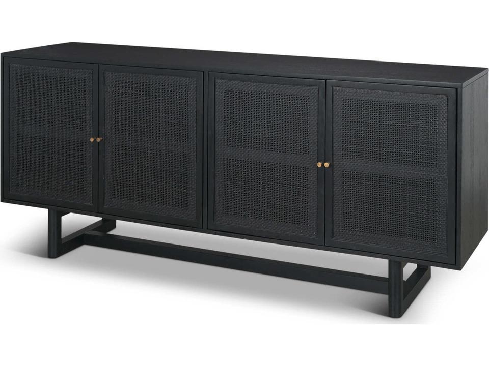 Grier 72 Inch Solid Wood Cane Sideboard Matte Black