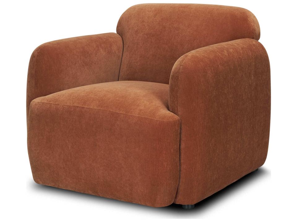 Saga Stonewashed Rust Chenille Fabric Upholstered Accent Chair