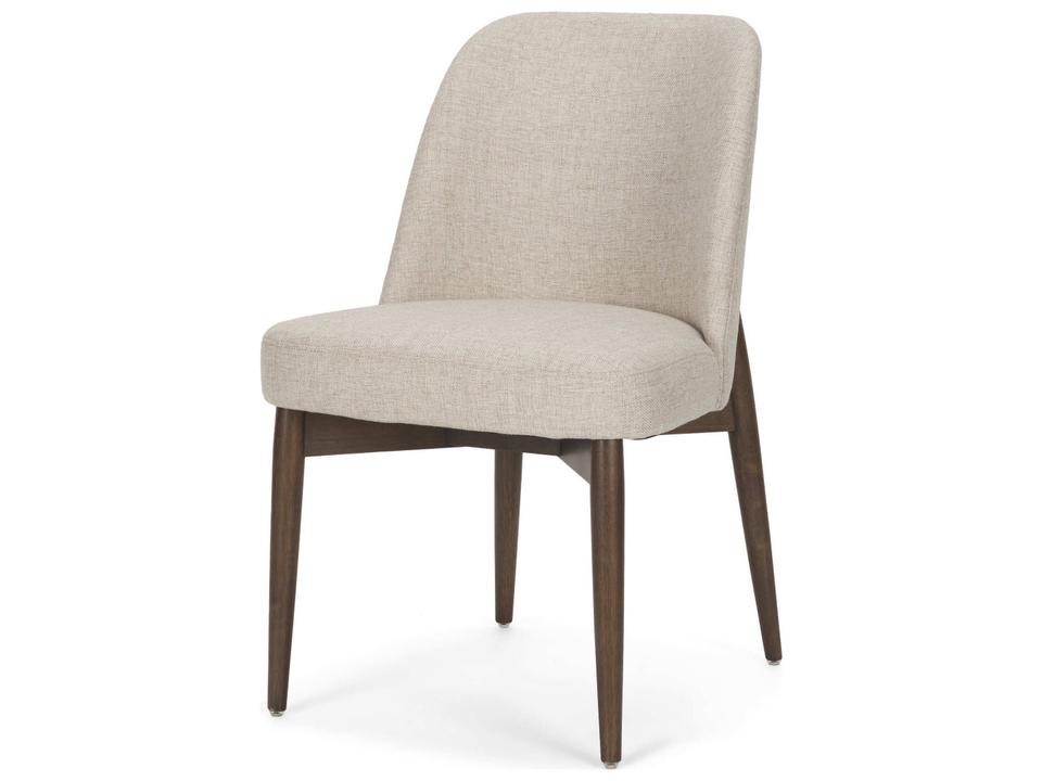 Abbie Curved Back Oatmeal Fabric Dining Side Chair