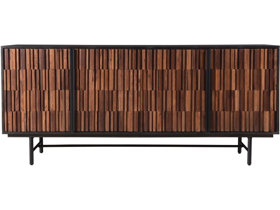 Jackson Solid Wood and Iron Sideboard in Black and Natural Sheesham