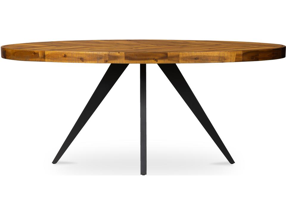 Parq Oval Dining Table 72-Inch Acacia Wood in Amber with Black Legs