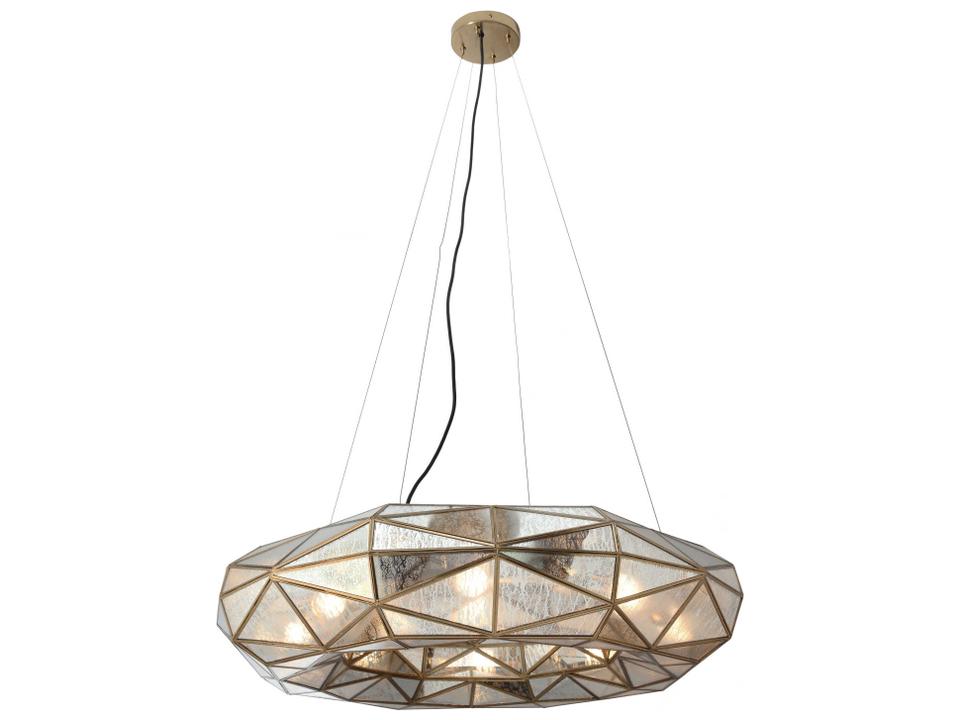 Geo-Gem 8-Light Round Chandelier in Artisan Brass with Mercury Glass