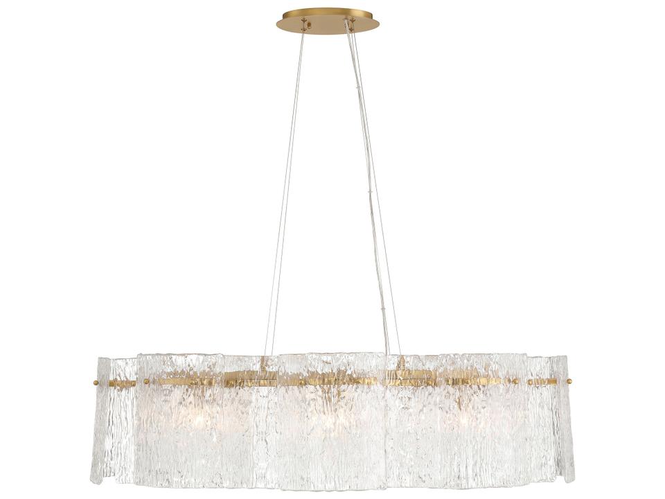 Brookstreet 8-Light Legacy Brass Drum Pendant with Clear Handmade Glass