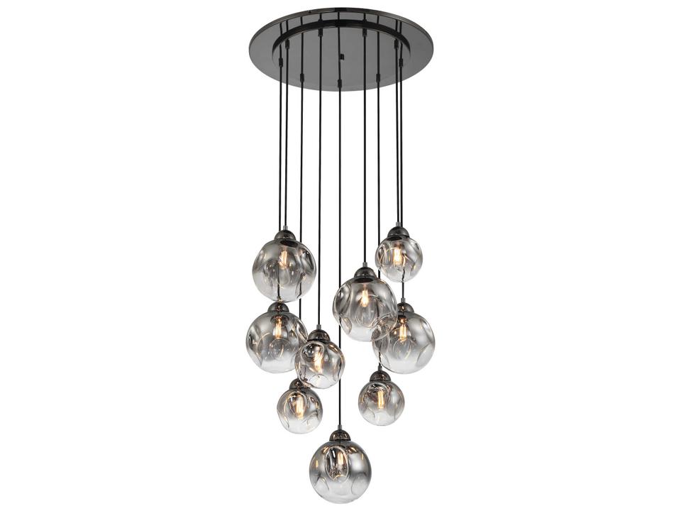 Neveh 9-Light Multi-Light Pendant in Gun Metal with Smoke Grey Glass