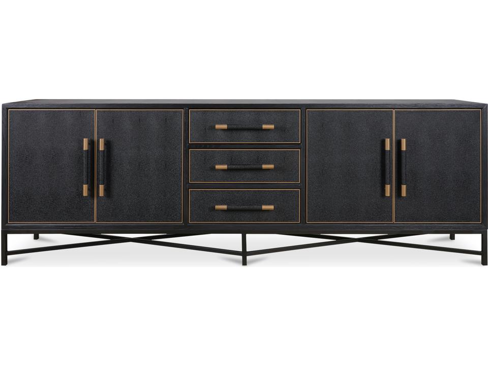 Mako 100-Inch Sideboard Shagreen Leatherette and Black Oak