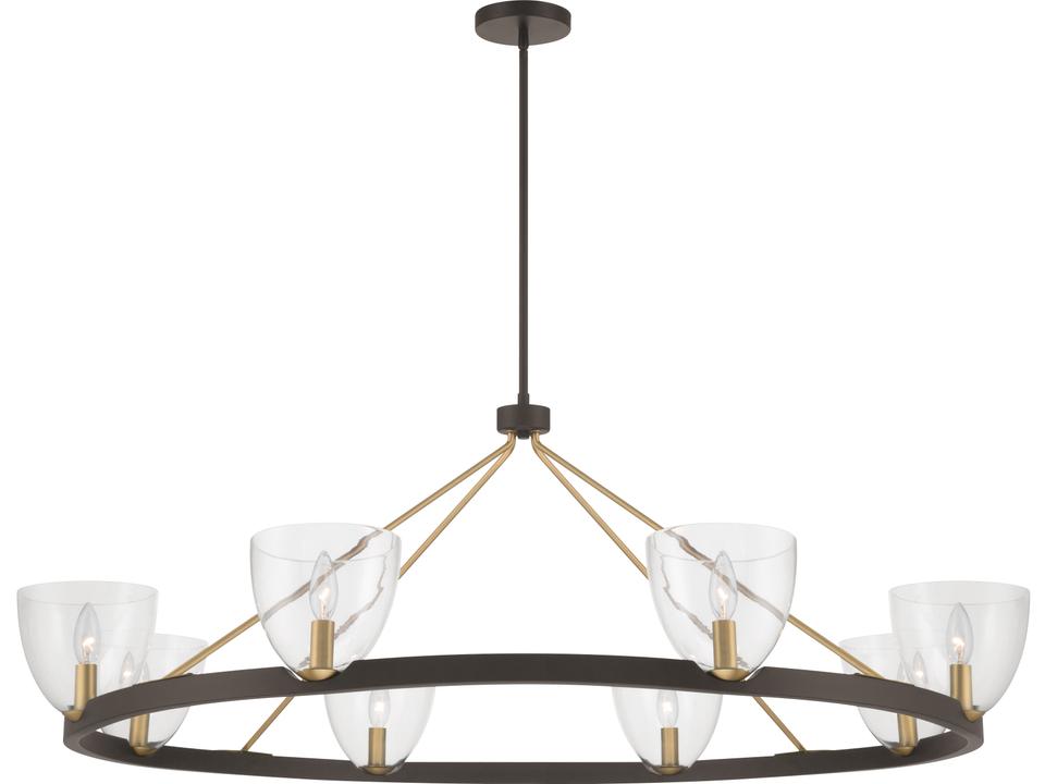 Noellea 8-Light Dark Bronze Bowl Chandelier with Clear Glass Shades