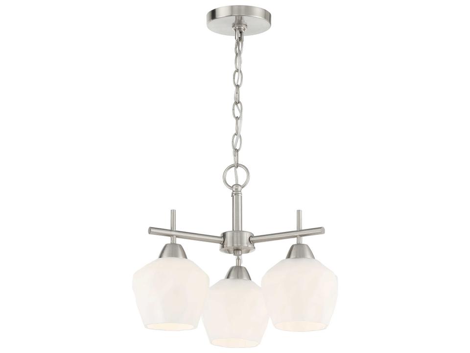 Camrin 3-Light Brushed Nickel Convertible Chandelier with Etched Opal Glass