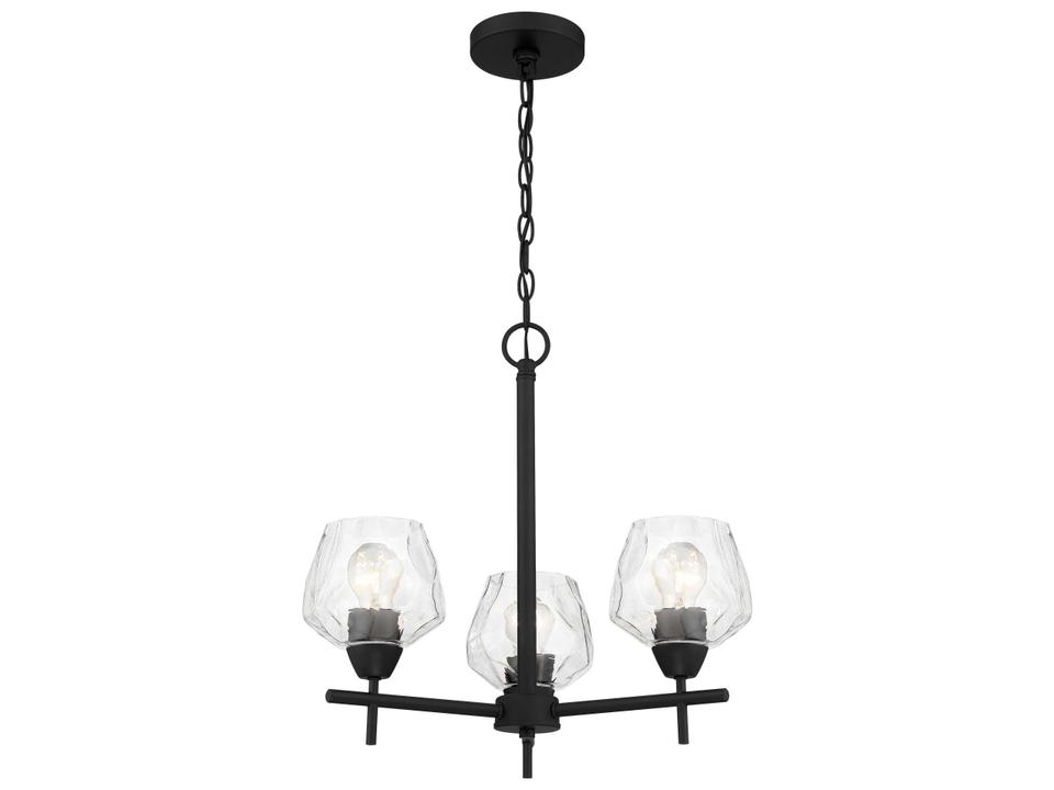 Camrin 3-Light Chandelier in Coal Black with Clear Glass Bell Shades