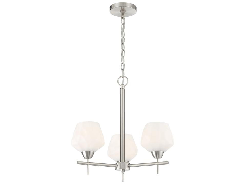 Camrin 3-Light Brushed Nickel Bell Chandelier with Etched Opal Glass