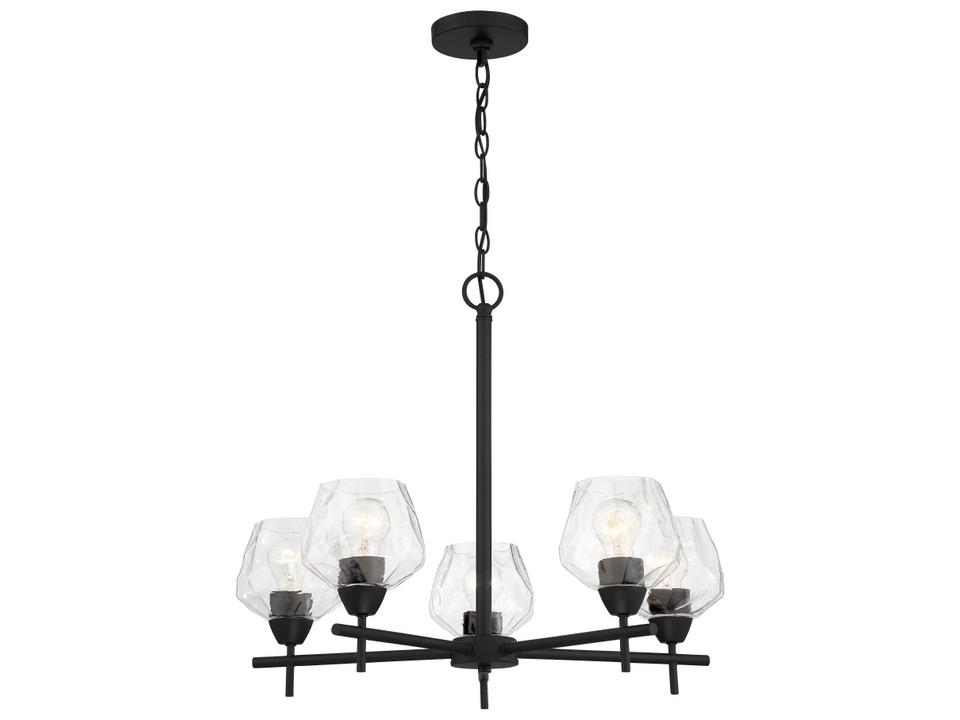 5-Light Camrin Chandelier with Clear Glass Bells in Coal Black