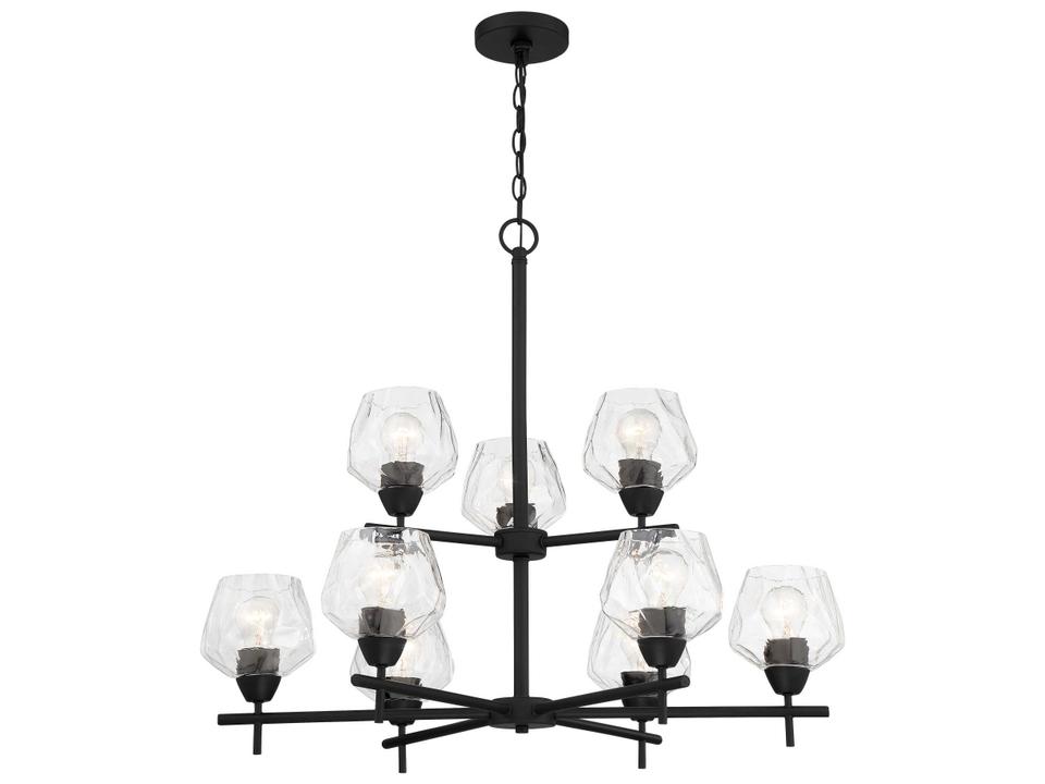 Camrin 9-Light Coal Black Chandelier with Clear Glass Bell Shades