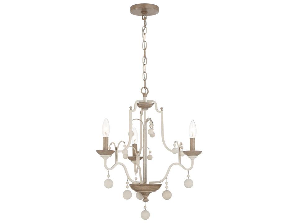Colonial Charm 3-Light Chandelier in White Wash and Sun Dried Clay