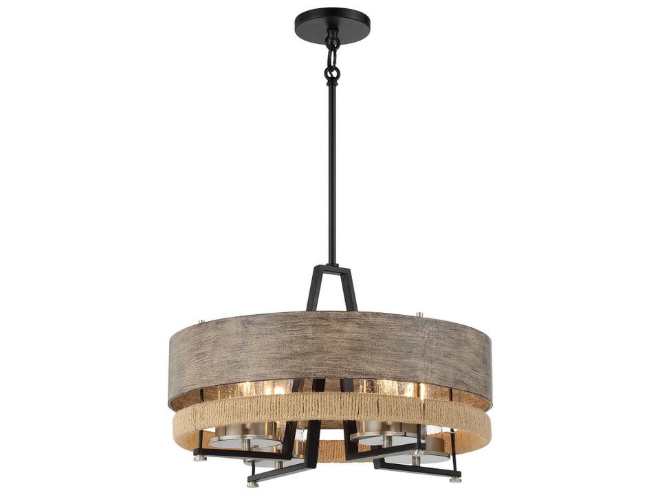 Silver Creek 4-Light Outdoor Hanging Light in Stone Grey Coal and Brushed Nickel