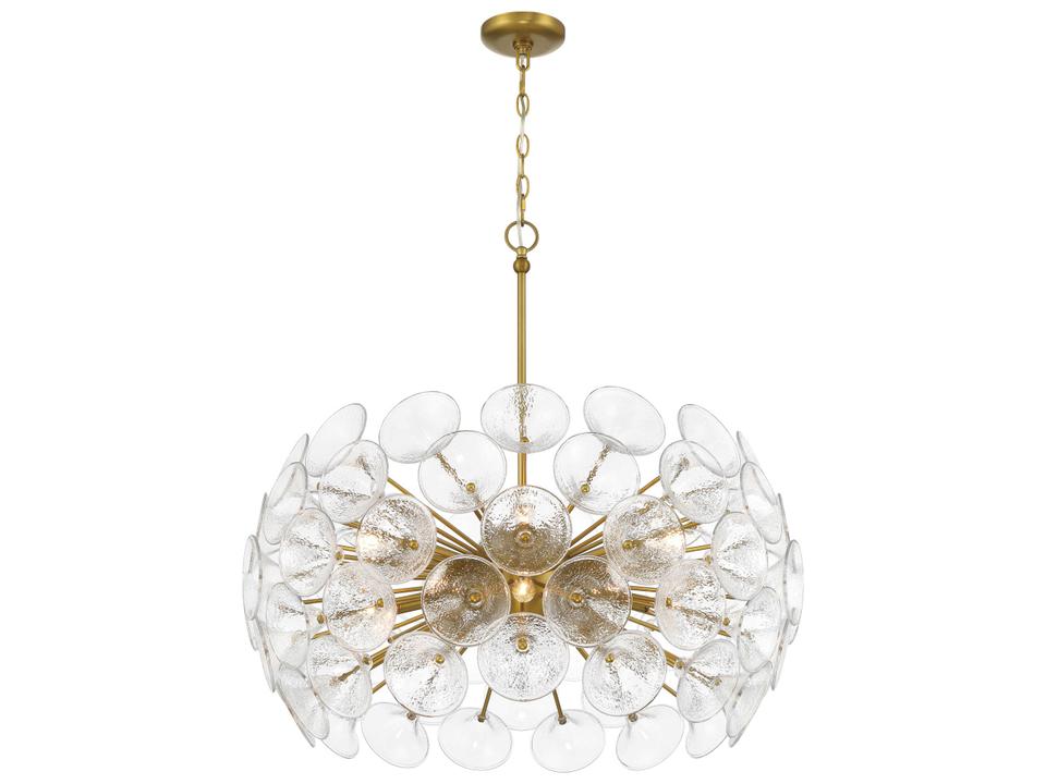Minka-Lavery Winter 10-Light Soft Brass Sputnik Chandelier with Textured Glass