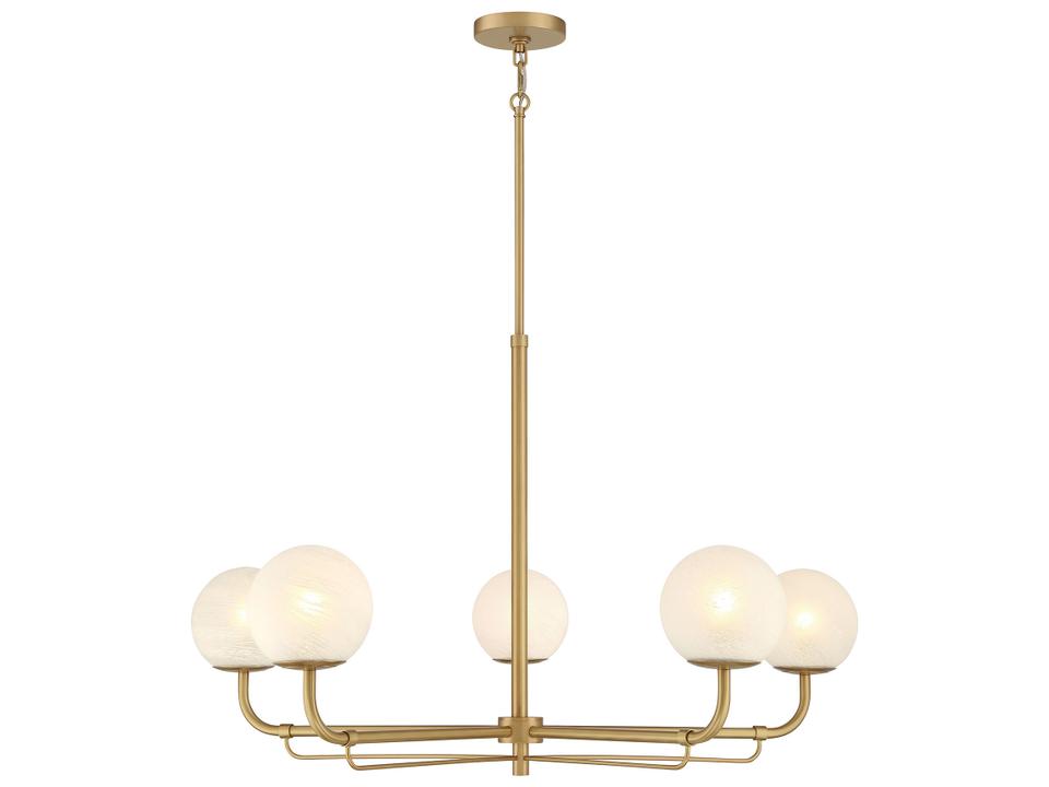 Whitehall 5-Light Chandelier in Legacy Brass with Etched Alabaster Glass