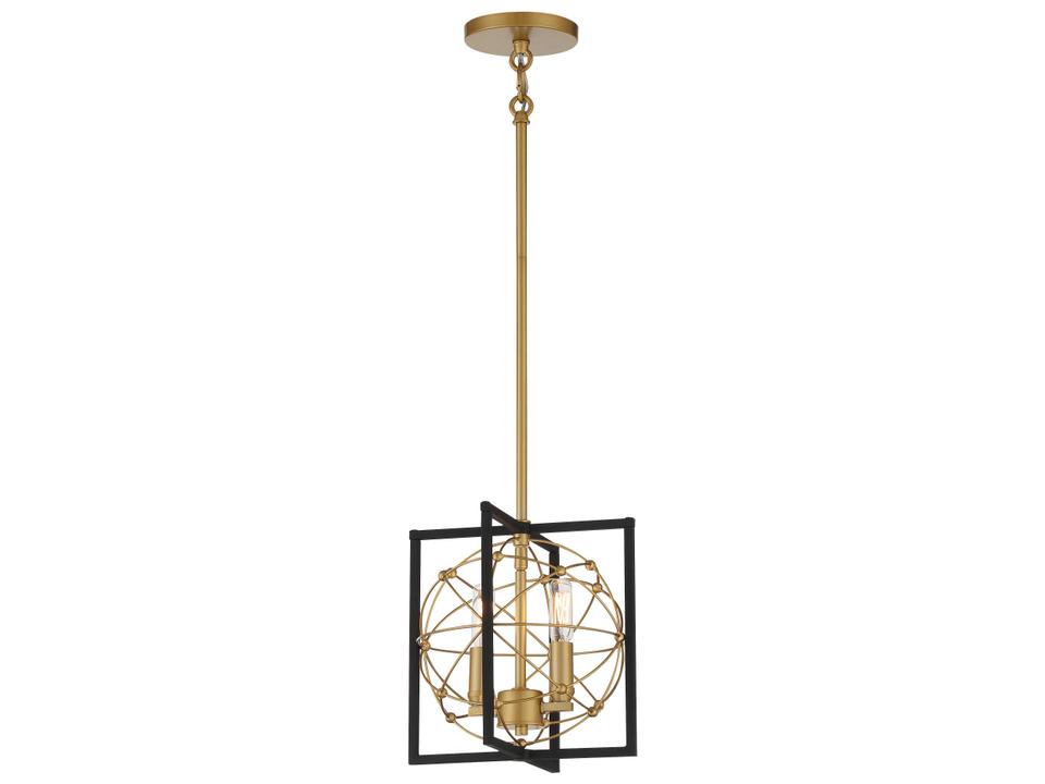 2-Light Titans Trace Mini Pendant Light in Sand Coal and Painted Honey Gold