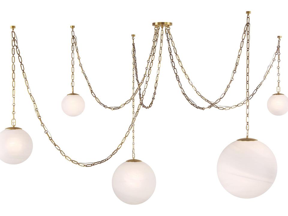 Marbelle 5-Light Transitional Pendant Light in Legacy Brass