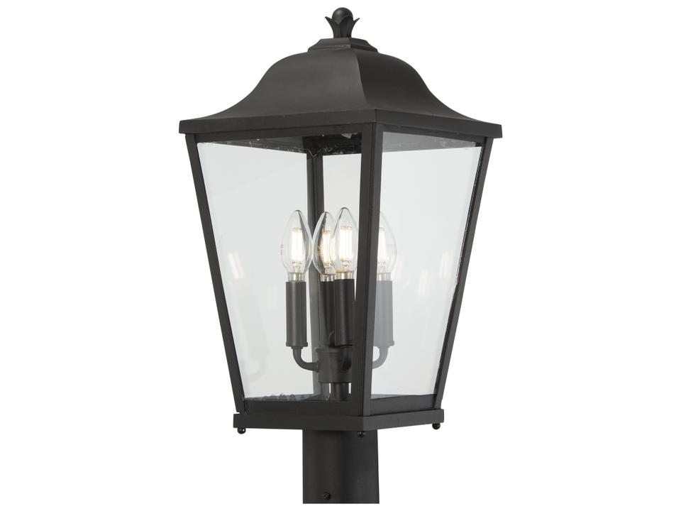 Savannah 4-Light Outdoor Post Mount in Sand Coal with Clear Glass