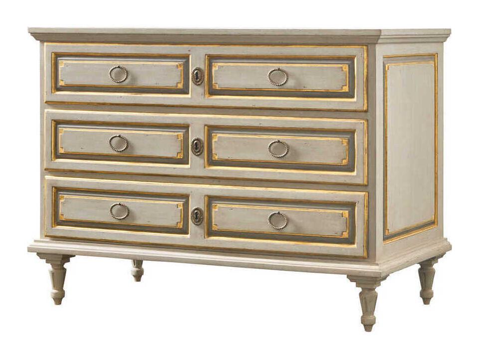 Vallieu Commode Antique Painted Beige with Antique Brass Hardware