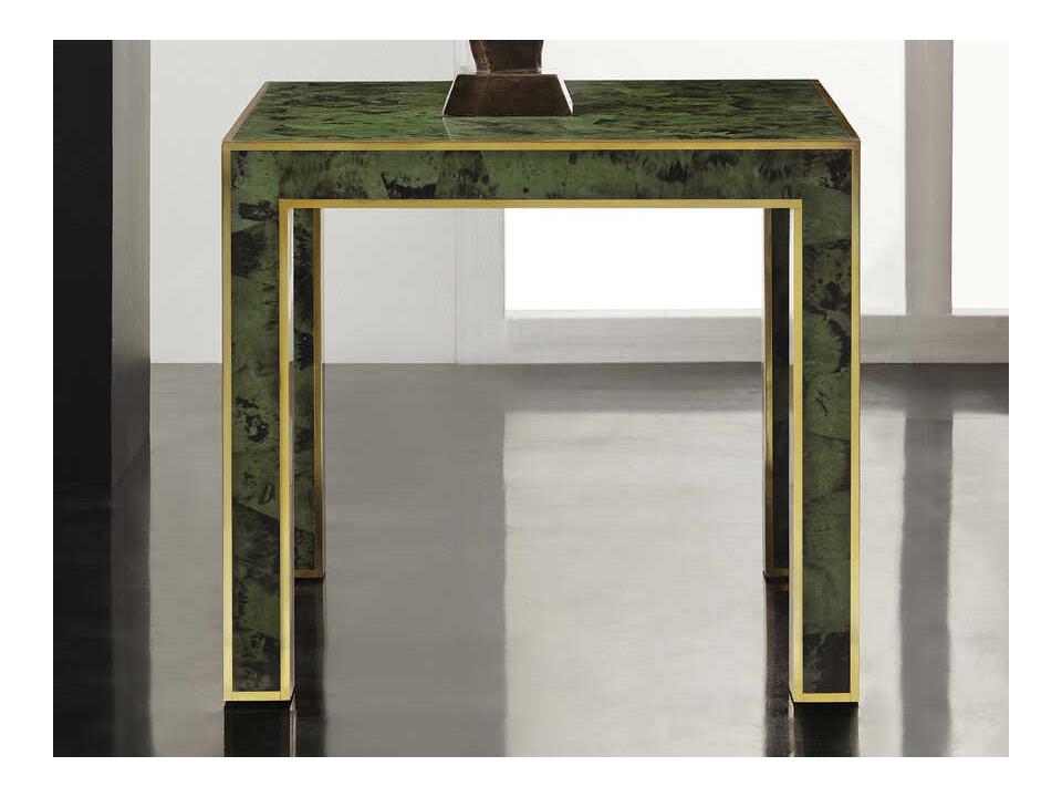 Brice Square End Table in Emerald Penshell with Brass Detail