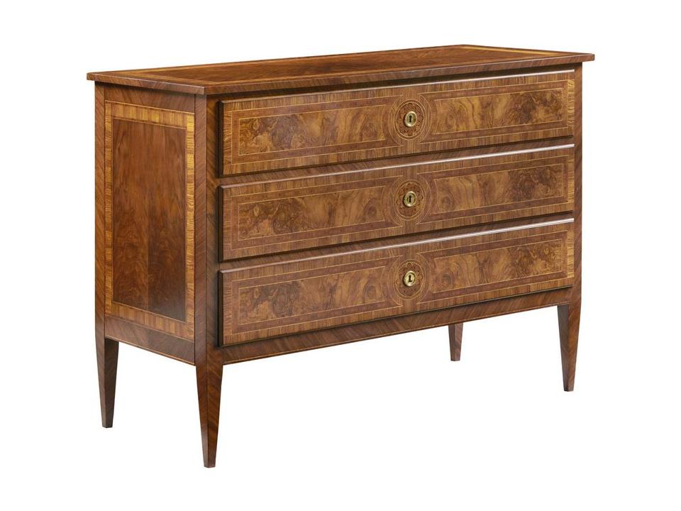 Bezier Brown Burlwood Accent Chest with Brass Accents