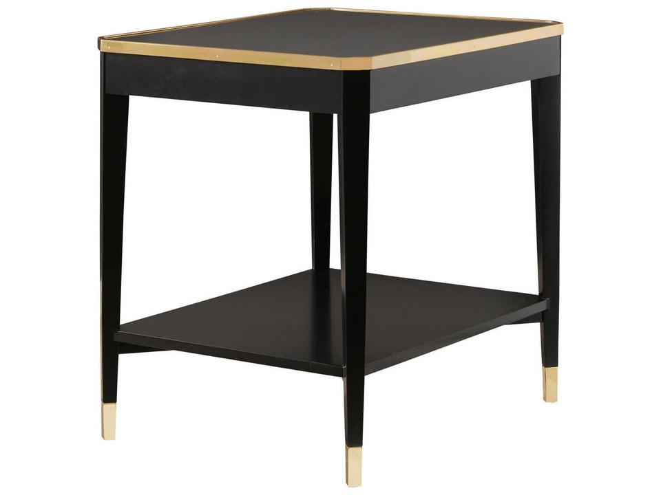 Wilson Rectangular Wood End Table with Brass Accents