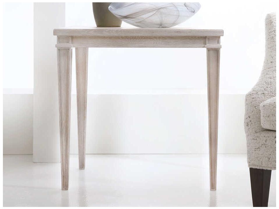 Salone Square Wood End Table in Whitewashed Oak