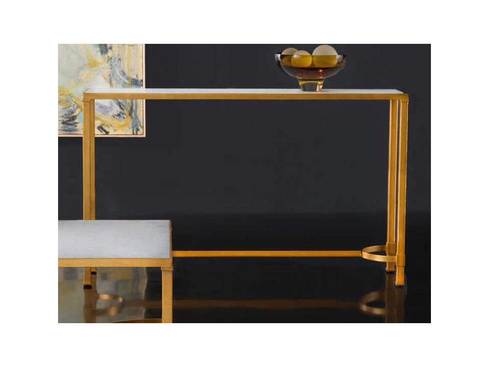 Cardona Rectangular Console Table with White Slat Marble Top