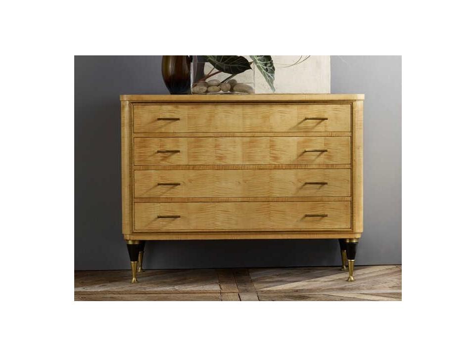 Mid-century Beige Sycamore Wood Accent Chest