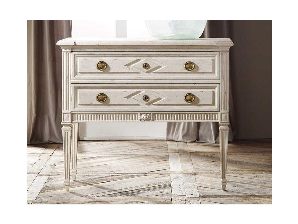Paris 2-Drawer Nightstand in Antique Painted White Finish